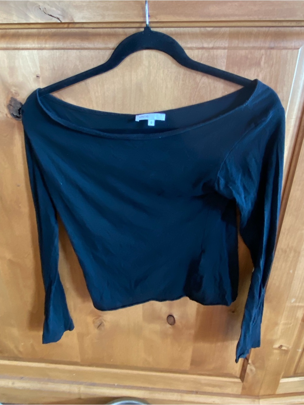 Vince Black Long-Sleeve Boatneck Top